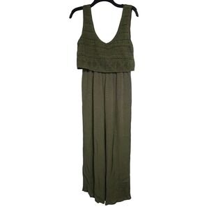Romper Jumpsuit Maurices Crochet Green Pleated Pantsuit Scoop Neck Size XS NWT